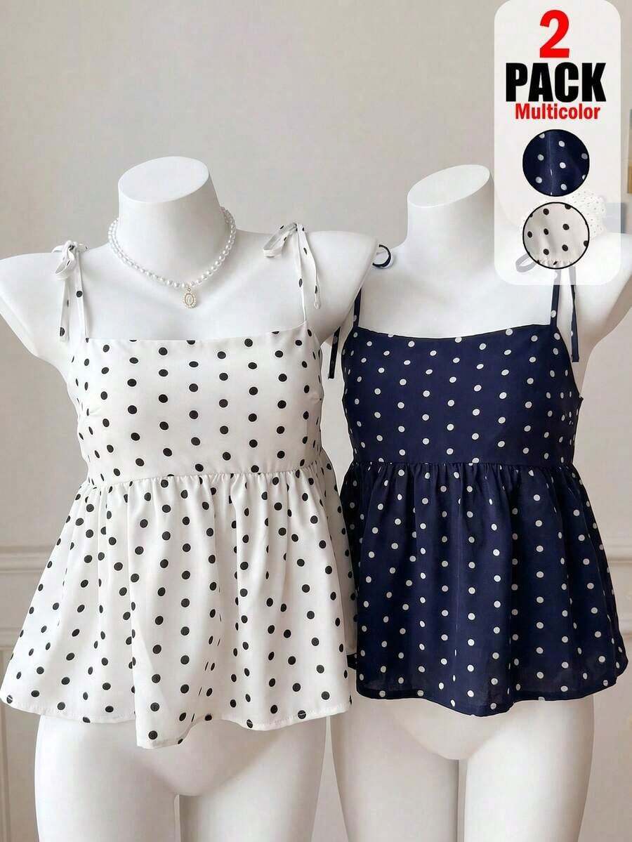 Camiseta sin mangas casual con volantes bordados para mujer - Multicolor - Ver 1