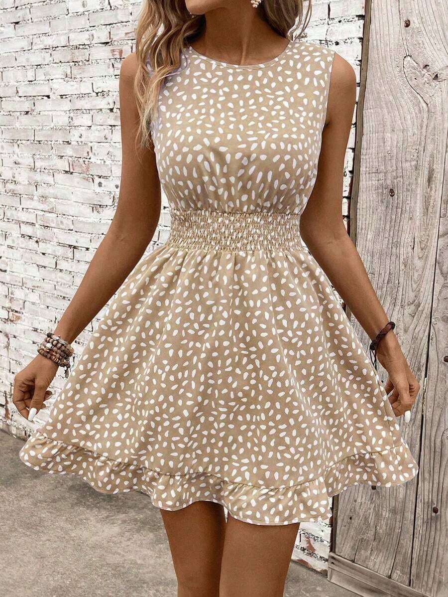 Vestido casual - Vestido casual moderno - Vestido casual de vacaciones - Vestido pastoril para mujer - Vestidos de verano para mujer - Ropa de mujer - Vestidos talla grande vendidos - Atuendos de verano para mujer - Albaricoque 4 - Ver 1