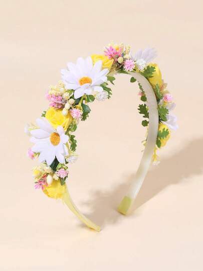 1pc Bohemian Style Artificial Floral Headband For Girls, Perfect For Beach Vacation Or Countryside Outing, Forest Princess Flower Crown, Hairband, Hair Hoop, Hair Accessories, Headbands, Head Accessories.