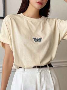Camiseta con bordado de mariposa de manga murciélago camisetas para muje - Estilo IV - Ver 7