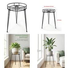 Midcentury Modern Metal Potted Plant Stand 18.7 Inch Tall Flower Pot Holder Large Rustproof Iron Garden Container Heavy Duty Rack for Planter, Black - 475 cm de alto, color negro. - Ver 1