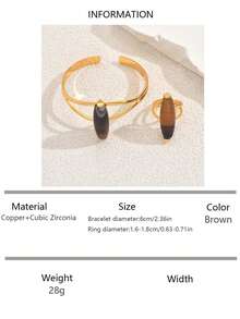 1 Set Vintage Ring & Bracelet Jewelry Set, Suitable For Women's Daily Wear And Parties (Agate Color Random) - Set - View 17