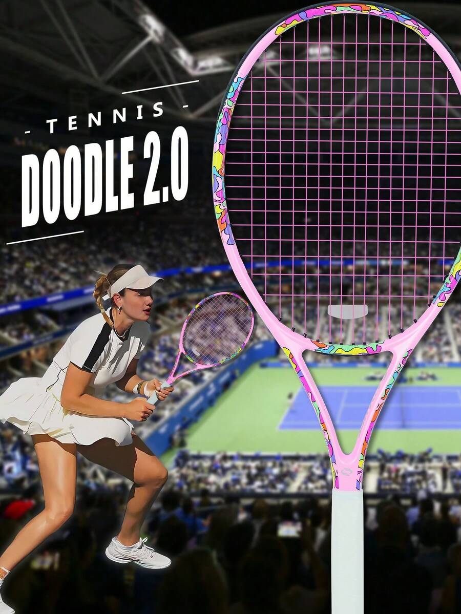 SALYWEE Doodle 2.0 Professional Tennis Racket, Dazzling Graffiti Design, Composite Carbon Fiber Lightweight Racket Body, Free Bag, 50-60 Lbs Competitive Grade Threading, With Free Bag And Grip Tape