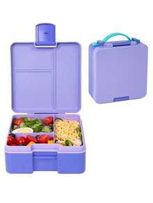 1 pieza Caja bento cuadrada de plástico con múltiples compartimentos, caja de almuerzo portátil, apta para microondas, reutilizable y fácil de limpiar, adecuada para frutas, verduras, preparación de comidas, viajes, campamentos, picnics, oficina, escuela - Multicolor - Ver 19