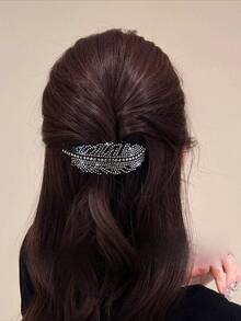 1pc Leaf Geometric Pattern Hair Accessory, Built-In Comb Women's Bangs Hair Clip Hairpin Headpiece - Multicolor - View 4