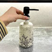 Elegant Minimalist Ceramic Liquid Soap Dispenser, White Soap Pump Bottle, Refillable Lotion/Shower Gel/Hand Wash Container, Bathroom/Rental Home Durable Ceramic Pump Bottle, Cosmetic Refillable Dispenser - 1pc White - View 9