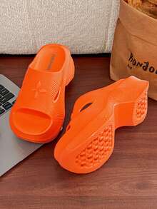 1 Pair Women's Letter Print Casual Thick EVA Platform Slide Sandals For Outdoor Summer - Orange - View 4