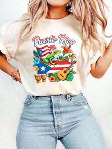 Camisetas de Mujer, Sudadera de Puerto Rico, Camiseta de Boricua, Camiseta Puertorriqueña, Regalo de Puerto Rico, Camiseta Puertorriqueña, Camiseta de Puerto Rico, Camiseta Floral, Camisetas Gráficas Oversize para Mujer, Camiseta Casual de Manga Corta con Cuello Redondo, Camisetas Gráficas para Mujer, Ropa de Verano para Mujer, Ropa de Pascua para Mujer, Ropa para Festivales, Ropa de Verano, Ropa de Primavera para Mujer, Ropa para el Día de la Madre, Ropa de Verano para Mujer, Ropa 100% Algodón, Ropa de Verano Y2Y.Camiseta Patriótica Unisex CKV9 con Estampado de la Bandera Americana, para el Día del Partido de la Copa Mundial, Camiseta Gráfica Fresca de Verano, Tela Suave y Transpirable, Cómoda Todo el Día.Camiseta de manga corta / camiseta de manga corta 100% algodón - Albaricoque - Ver 2