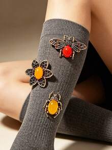Bộ trâm cài hình côn trùng đính đá sang trọng kiểu retro châu Âu và Mỹ, phụ kiện thiết kế độc đáo. - Trâm cài hình hoa và côn trùng - Xem 2
