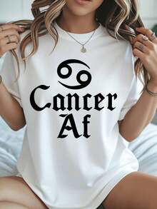 Summer Tops For Women Cancer Zodiac Sign T Shirt For Women Cancer Af Graphic Tee Astrology Fashion Top Casual Wear Birthday Gift For Her - Black - View 7