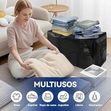 Bolsas De Mudanza Extra Grandes Y Bolsas De Almacenamiento Con Correas, Cremalleras Y Asas, Bolsas Impermeables Para Mudanzas Y Almacenamiento Navideño , piezas(73X35X37cm - Negro02 - Ver 2