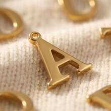 10Pcs 304 Stainless Steel 18K Gold Plated Letter Charms, Alphabet Initial Pendants For DIY Jewelry Making - Pendants - View 4