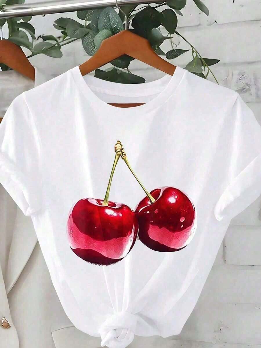 Fashion Printed T‑Shirts for Women, Oversized Streetwear Tops, Comfortable and Stylish All‑Match Summer TeesCamiseta gráfica para mujer, camiseta de manga corta de estilo casual y urbano,  de verano lindoTee - Blanco - Ver 1