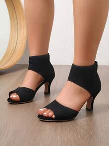 [2026 Hot Selling] Must-Have High Heels For Spring And Summer! Women's Solid Color T-Strap High-Heeled Sandals, Stylish Open-Toe Dress Shoes. ✅ Comfortable To Wear: Sturdy Heel Design, Non-Slip Sole. Suitable For Wedding Parties. ✅ Stylish Design. ✅ Available In 4 Classic Colors: Red / Pink / Black / Yellow, Easily Match Dresses And Jeans. - Nâng cấp chất lượng màu đen - Xem 4