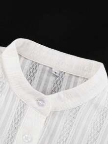 Vestido corto francés 2026, cuello alto con lazos, manga larga con volantes, estilo elegante - Blanco - Ver 5