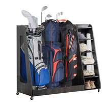 Gray Wooden Golf Bag Storage Rack - Grey - View 9