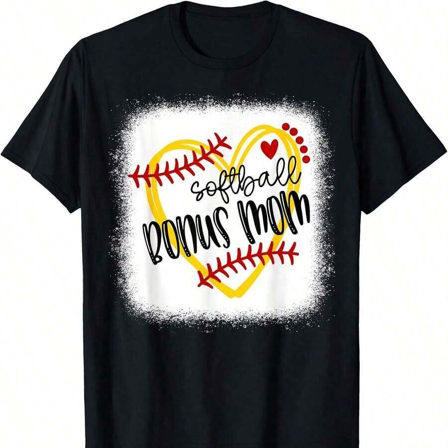 Personalized Softball Shirt With Heart For Mom, Cute, Breathable And Comfortable - Black 12 - View 1