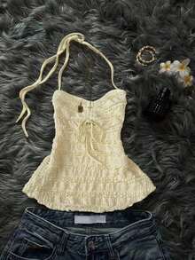 Nuevo Camisol Sexy Ajustado con Tirantes Finos y Espalda Descubierta para Mujer - Amarillo - Ver 1