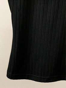 Blusa de unicolor con cuello halter, versátil para uso diario - Negro - Ver 4