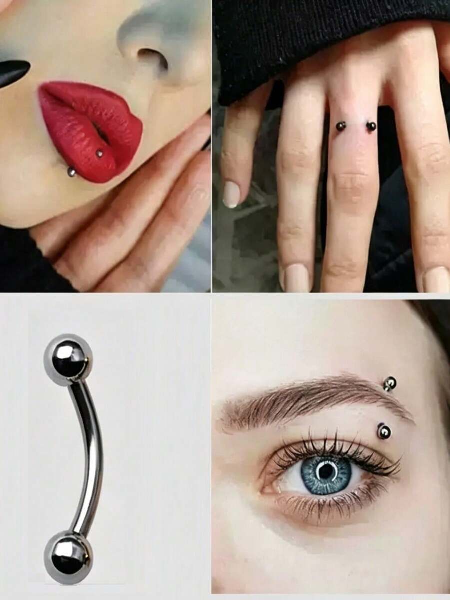 1 chiếc khuyên rốn/lông mày/môi/lưỡi bằng thép titan không gây dị ứng, cỡ 16G, kiểu dáng Punk Châu Âu và Mỹ, trang sức xỏ khuyên unisex cho rốn, ngón tay, xương quai xanh, sụn tai, núm vú.