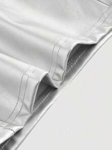 MOD Pantalones rectos de piel de poliuretano negros para una cita - Plateado - Ver 3
