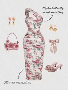 Vestido sin mangas con pliegues asimétricos de estilo vintage para mujer - Multicolor 3 - Ver 1
