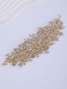 1 pieza Diadema de hierro con diseño floral elegante, accesorio para el cabello de novia y boda, adecuado para todas las estaciones - Dorado - Ver 3