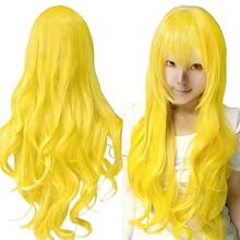 Synthetic Hair Long Brown Cosplay Wig Lolita Hair Curly Anime Wigs Hairpiece Chizuru Mizuhara Halloween Costume Wig For Women - Fluorescent Yellow - View 13