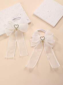 2pcs/8pcs Girls Heart Mesh Bow Hair Scrunchies Set, Suitable For Daily Decoration - Multicolor - View 10