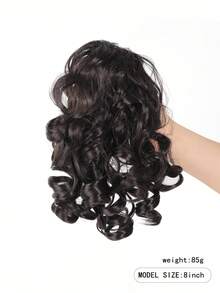 Tóc giả ngắn buộc đuôi ngựa bằng sợi tổng hợp chịu nhiệt, sóng sâu, dài 8 inch, có dây rút, có các màu đen, nâu, nâu ombre, xám, phù hợp cho phụ nữ đội trong dịp Giáng sinh, Halloween, lễ hội âm nhạc, tiệc tùng và sử dụng hàng ngày. - Nhiều màu - Xem 2