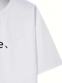 T-shirt casual da uomo bianca - Stampa grafica "oNe", poliestere, girocollo, maniche corte, lavabile in lavatrice, ideale per le attività ricreative estive - Bianco - Visualizzare 3