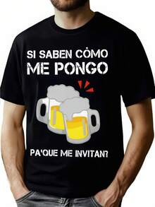 Beer If She Know What I Wear Spanish Humor Shirt For Drink Lovers Gift Tops Cotton Soft - Black - View 1
