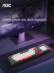 AOC Wired Gaming Keyboard, With Rainbow LED Backlight, 102-Key Full-Size Layout, 1000Hz High Refresh Rate, 26-Key Anti-Ghosting, USB Keyboard For PC Laptop Gaming & Office - View 4