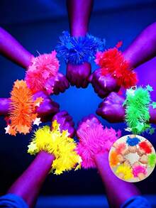 8/4pcs/1pc Luminous Party Wristbands,Glitter Star Flower Wreath Bracelets,Fluorescent Bracelets, Glowing Party Gifts,Neon Flashing Party Decor Set,Festive Ambience Props,Hand Ornaments For Birthday,Family,Bachelorette Party,Weddings,Music Festivals - A - View 1