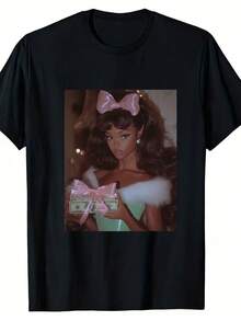 Una camiseta de manga corta para mujer, moderna, a la moda, retro, holgada, suave y cómoda, adecuada para actividades al aire libre en primavera y verano, y una camiseta elegante y con estilo para hombre inspirada en diseños de princesas, ideal para uso casual y conjuntos de verano, lo que la convierte en un regalo perfecto para amigos y familiares.blusas para mujer,blusas casuales para dama,tops,, mujer premium,y2k,playeras de mujer curvy,ofertas y liquidaciones ropa mujer,playeras deportivas para mujer,,playeras de hombre, mujer,blusas>elegante NPLE - Negro - Ver 1