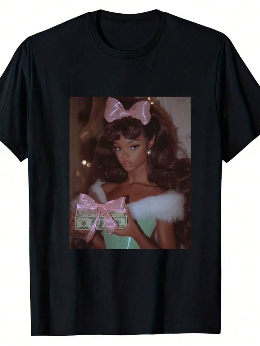 Una camiseta de manga corta para mujer, moderna, a la moda, retro, holgada, suave y cómoda, adecuada para actividades al aire libre en primavera y verano, y una camiseta elegante y con estilo para hombre inspirada en diseños de princesas, ideal para uso casual y conjuntos de verano, lo que la convierte en un regalo perfecto para amigos y familiares.blusas para mujer,blusas casuales para dama,tops,, mujer premium,y2k,playeras de mujer curvy,ofertas y liquidaciones ropa mujer,playeras deportivas para mujer,,playeras de hombre, mujer,blusas>elegante NPLE - Negro - Ver 1