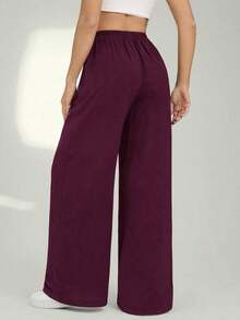 Tall Pantalones rectos de unicolor casual para mujer - Rojo violeta - Ver 3
