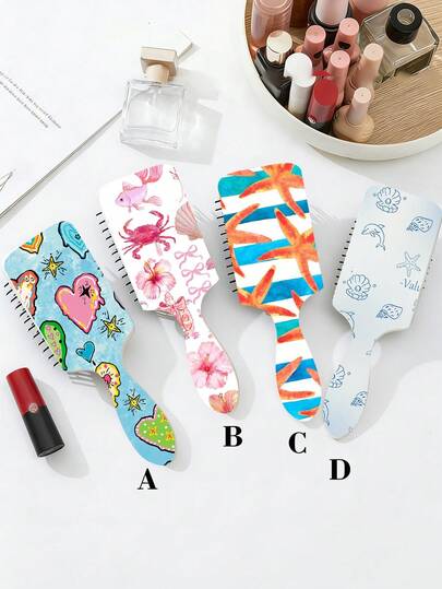 1/4pcs Summer Ocean Turtle Element Heart-Shaped Air Cushion Large Size Anti-Static Hair Brush, Breathable Fluffy Hair Comb, Suitable For Various Hair Types, Birthday/Holiday Gift, Travel/Hotel Essential