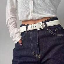 Solid Color Casual Minimalist Oxygen Belt Decor White Waist Belt Ins Accessory Versatile High-End Match With Jeans Belt - White - View 4