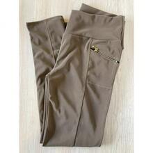 Women's Riding Pants With Grosgrain Fabric, Zipper On Front Pocket, High Waist - Beige - View 1