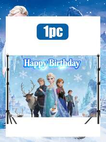 Disney 冰雪城堡主题生日背景，梦幻般的阿伦黛尔主题横幅，打造难忘的庆祝活动。这款迷人的冰雪奇缘生日背景，灵感源自这部深受喜爱的电影中最温馨感人的瞬间，营造出独一无二的冬日仙境氛围。柔和的蓝色水彩背景，点缀着俏皮的雪花细节，将任何空间都变成一个充满奇思妙想的庆典场所。 - 背景 - 查看 4