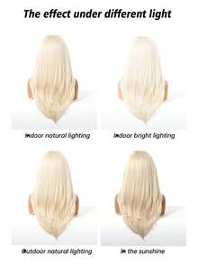 Brown To Gold Gradient Natural Hair Color Long Wavy Wig For Women With Dark Roots, Heat-Resistant Synthetic Fiber Wig Suitable For Cosplay - Gold - View 7