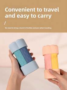 1 pieza (color aleatorio) Juego de botellas recargables de silicona de 4 en 1 para viajes, dispensador conveniente de champú y gel de baño - Multicolor - Ver 6