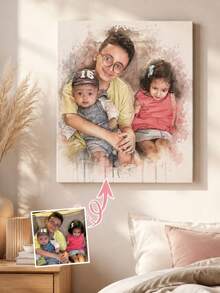 1pc Customizable Canvas Photo Frame Poster, Personalize With Your Photos, Precious Memories And Cherished Moments, Perfect Gift For Family And Friends, Ideal Home Wall Decor. This Personalized Canvas Art Is Waterproof, Suitable For Weddings, Mother's Day, Birthdays, Graduations, Housewarming And More, To Preserve Memories - Multicolor - View 4