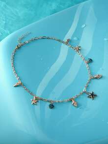 Trivaya 1 pieza Nuevo collar colgante creativo con estrella de mar y concha, simple y de moda, adecuado para uso diario - Multicolor - Ver 1