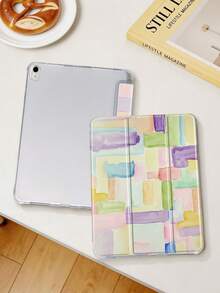 1 件装水彩几何图案彩绘平板电脑保护套，兼容 iPad Mini 4/Mini 5/Mini 6/Mini 7/Air/Air 2/9.7/10.2/10.5/Air 4/Air 5/10.9/Pro 11 英寸/第十代/Air 11 英寸 (M2)-2024/Pro 11 英寸 (M4)-2024/Air 11 英寸 (M3) 2025/(A16) 11 英寸第十一代 2025/Air 8 (M4)2026 (11 英寸)，Galaxy Tab A8 10.5 英寸 2022。不含触控笔，内置触控笔插槽，三折支架，TPU 软边保护，防摔耐磨，磁吸式睡眠/唤醒功能，独特/创意/趣味/个性化/可爱，可折叠平板电脑保护套带触控笔插槽 - 彩色 - 查看 3