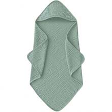 Hooded Towel Cotton Bath Wrap, Absorbent Swaddle Blanket, Breathable Multi-Functional Toddler Bath Robe Newborn Infant VQVS - Green 1pcs - View 4