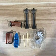 Kit de modèle de mini-jardin | Design architectural en résine, comprend un lampadaire, un banc, un bateau et un pont | Décoration de table pour événements de mariage - A - Voir 7