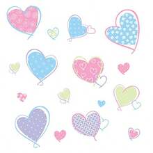 RoomMates RMK1434SCS Hearts Peel and Stick Wall Decals - Multicolor - Ver 7