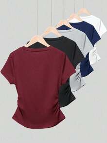 Camiseta ajustada con estampado de lazo para mujer, estilo versátil y elegante para el verano, vuelta al colegio, uso diario, fiesta, cita, que atrae mucha atención - Multicolor 7 - Ver 2
